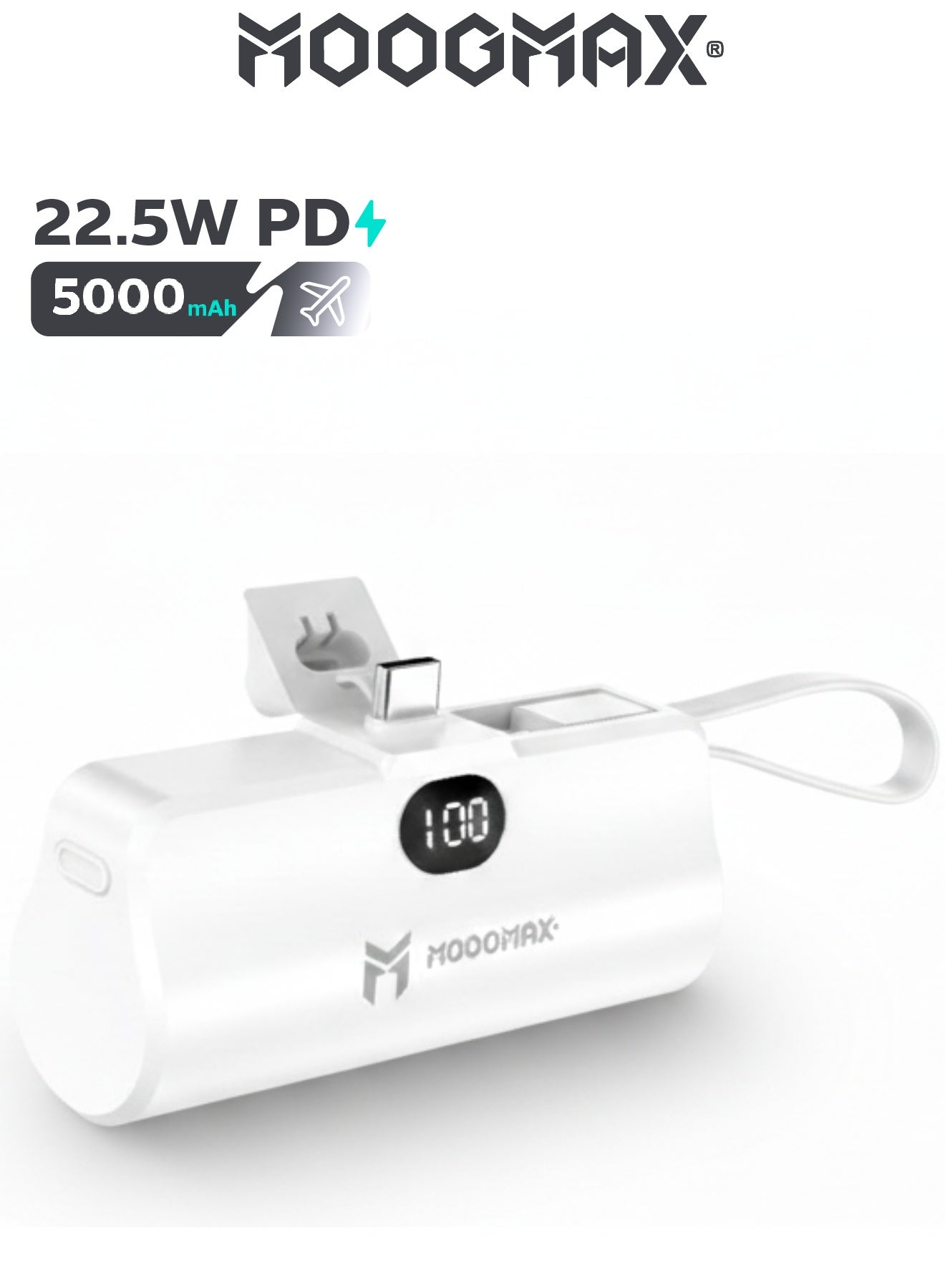moogmax Moogmax Portable Charger 22 Power Bank Includes Usb C Charger And iPhone Lightning Cable 22.5W 5000mAh